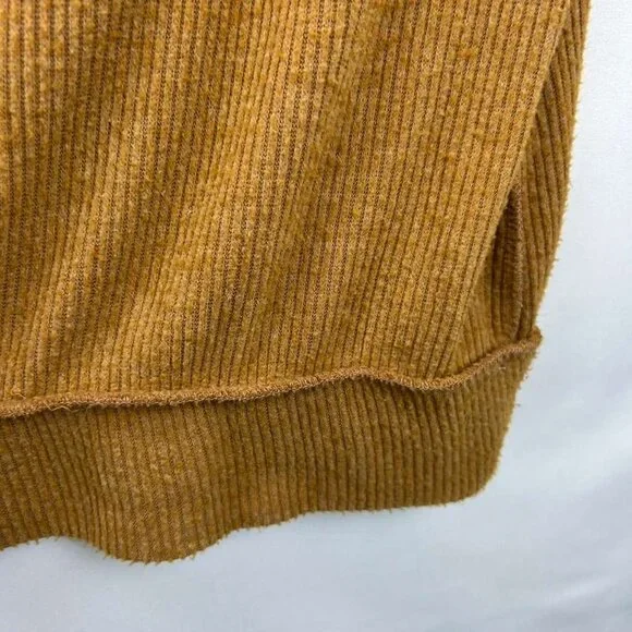 We The Free Women's Size Medium Rayon Blend Ribbed Mustard Cowl Neck Sweater - Picture 12 of 12